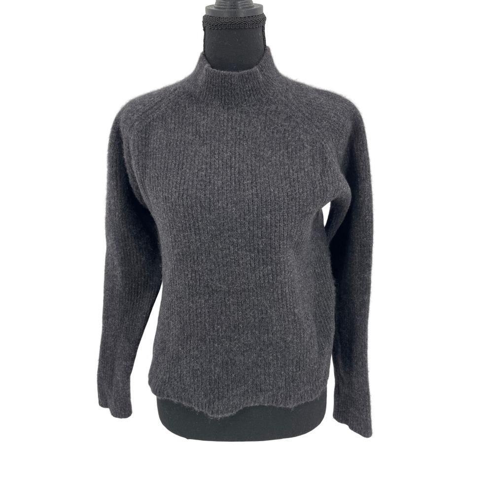 Vintage 90s Brooks Brothers Women's Small Charcoal Grey 100% Merino Wool Sweater